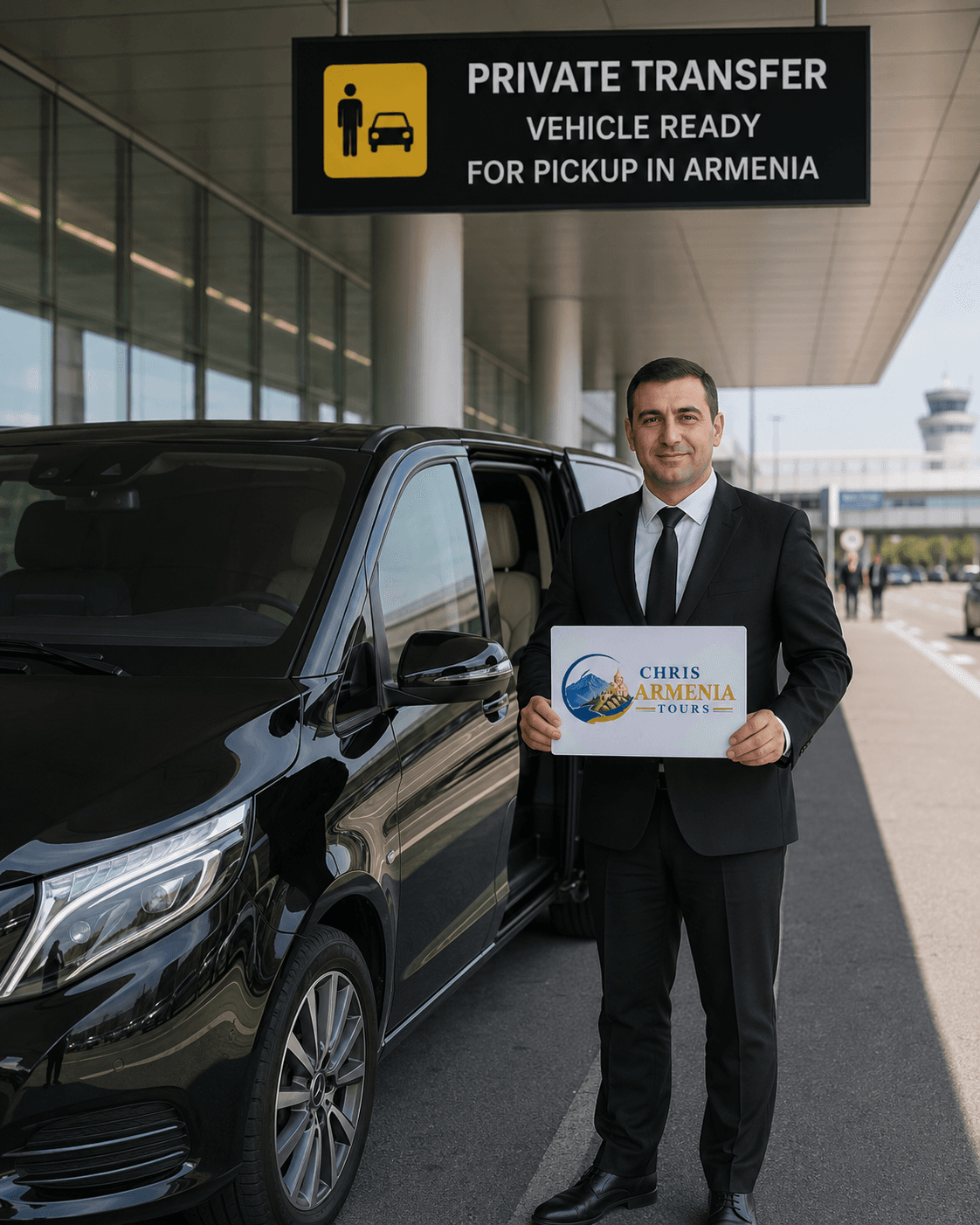 Private transfer vehicle ready for pickup in Armenia